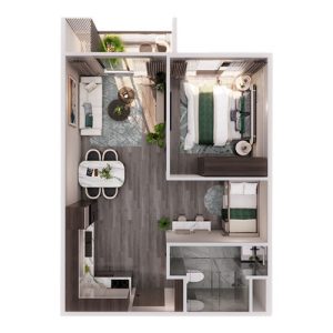 Mặt bằng căn hộ 1 phòng ngủ The Cityon