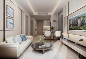 Nhà mẫu The Cityon - phòng khách căn 2 phòng ngủ