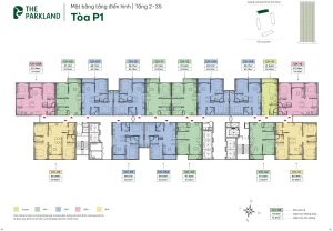 Mặt bằng tầng điển hình tòa P1 The Cityon (tầng 2-35)